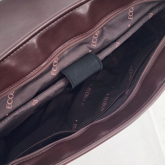 Ecosusi Briefcase Bow Brown Faux Leather Convertible Backpack Messenger Bag - Picture 9 of 16